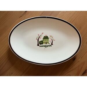 Vintage Edwin M Knowles Oval Platter Colonial House Cottagecore Grandmillennial